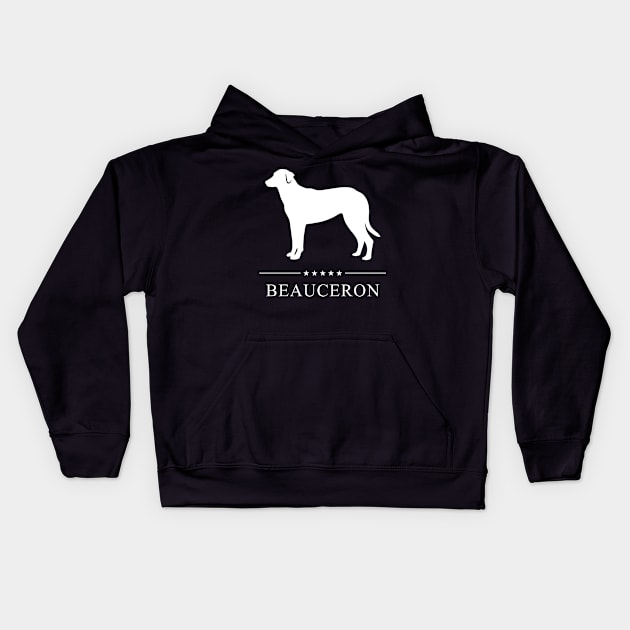 Beauceron Dog White Silhouette Kids Hoodie by millersye